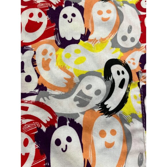 Butter-Soft Ghost Print Halloween Scrub Top L - Picture 3 of 7